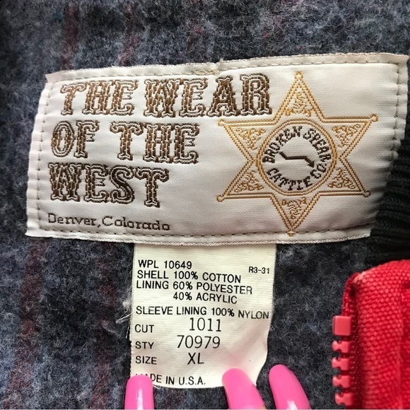 The Wear of the West Western Aztec Coat Red Embroidered Blanket Colorado 90s - Picture 4 of 5